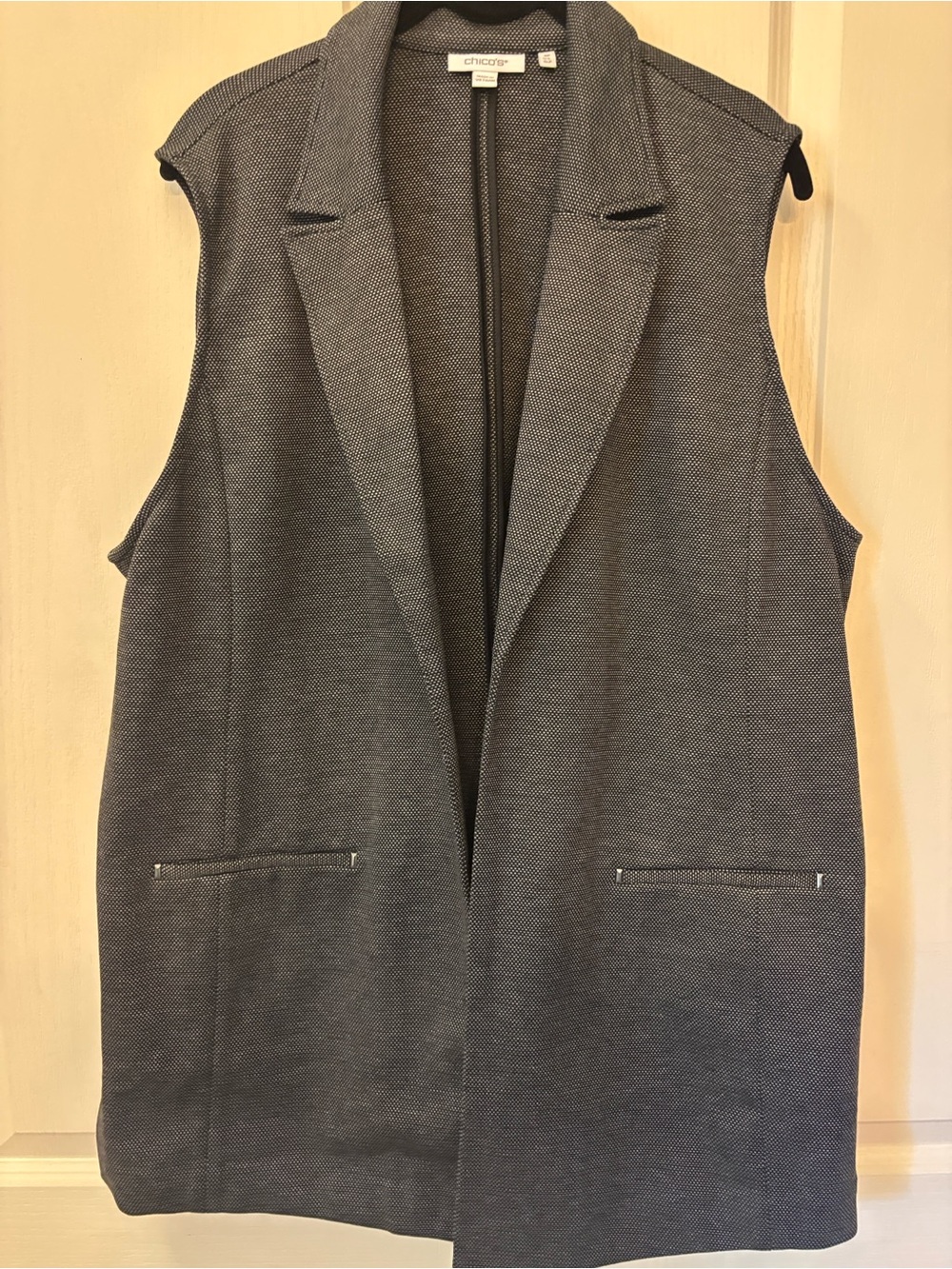 Chico's Ponte Sleeveless Long Blazer Vest in Charcoal Gray